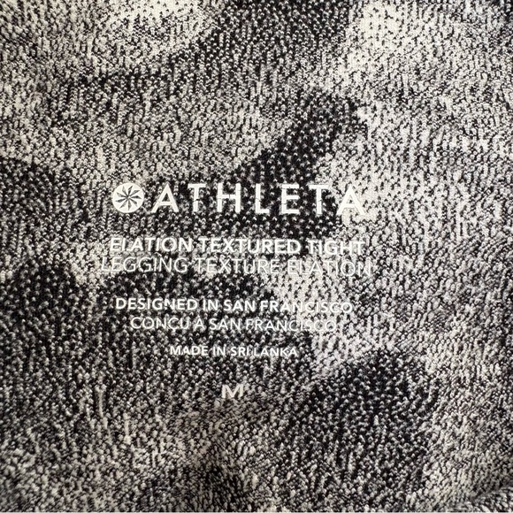 Athleta Elation Textured Tight M Chakra Floral Black White Gym Yoga Pilates Soft - Picture 6 of 7